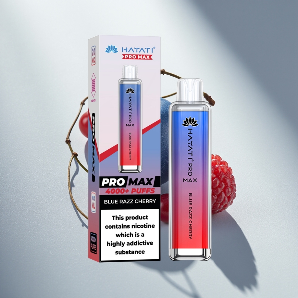 Hayati Pro Max 4000 Puffs Disposable Vape Blue Razz Cherry Rechargeable 1400mAh