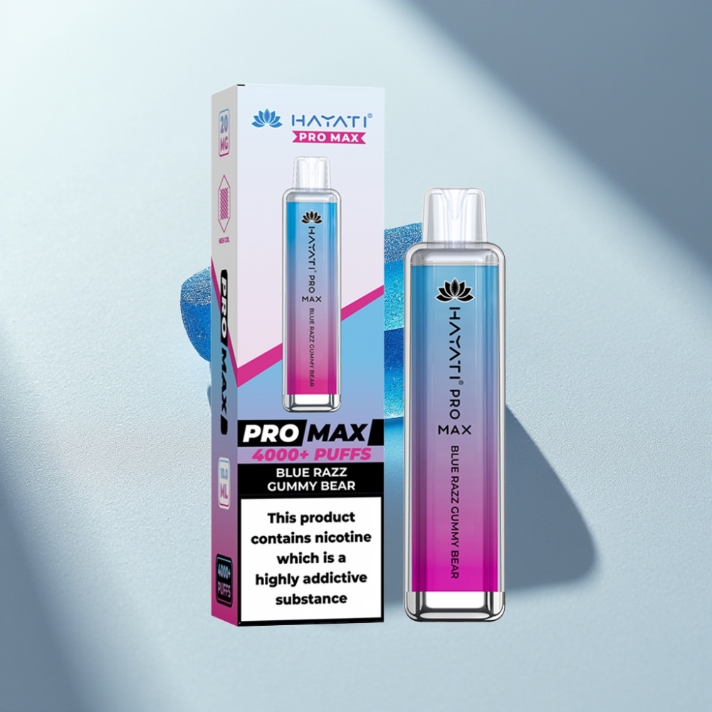 Hayati Pro Max 4000 Puffs Disposable Vape Blue Razz Gummy Bear Rechargeable 1400mAh