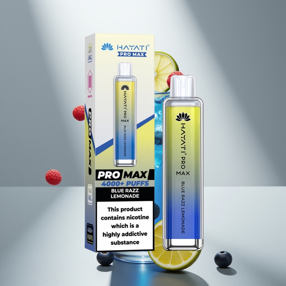 Hayati Pro Max 4000 Puffs Disposable Vape Blue Razz Lemonade Rechargeable 1400mAh