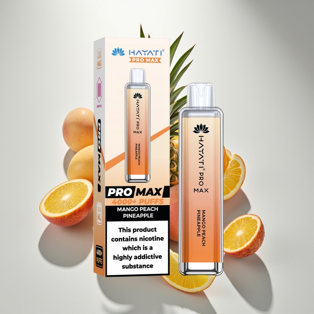 Hayati Pro Max 4000 Puffs Disposable Vape Mango Peach Pineapple 1400mAh Rechargeable
