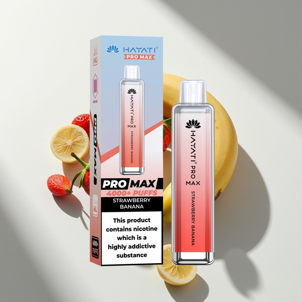 Hayati Pro Max 4000 Puffs Disposable Vape Strawberry Banana Rechargeable 1400mAh