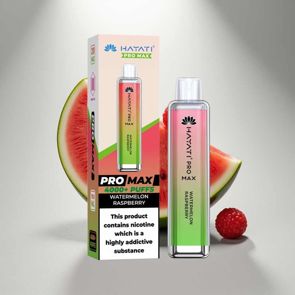 Hayati Pro Max 4000 Puffs Disposable Vape Watermelon Raspberry Rechargeable 1400mAh
