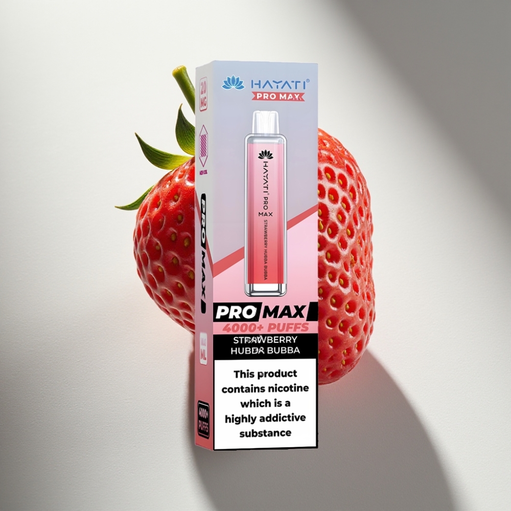 Hayati Pro Max 4000 Puffs Dual Mesh Disposable Vape Strawberry Hubba Bubba