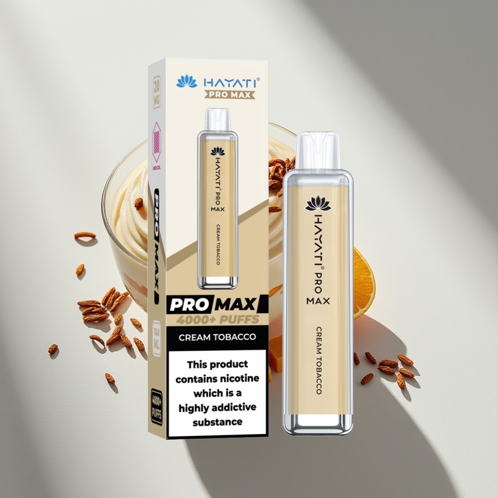 Hayati Pro Max 4000 Puffs Rechargeable Disposable Vape Cream Tobacco
