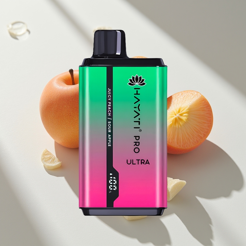 Hayati Pro Ultra 15000 Puffs 850mAh Disposable Vape Sour Apple Juicy Peach