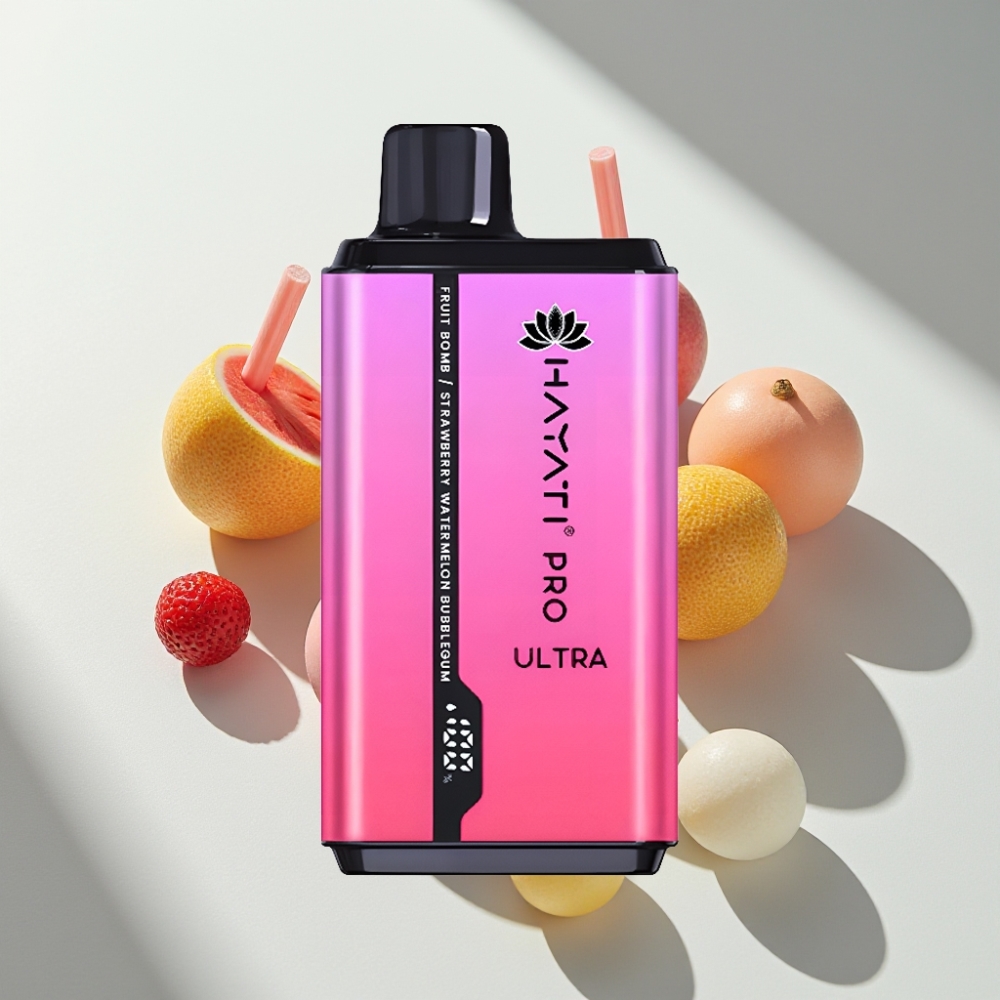Hayati Pro Ultra 15000 Puffs Dual 12ml Fruit Bomb Straw' Watermelon Bubblegum