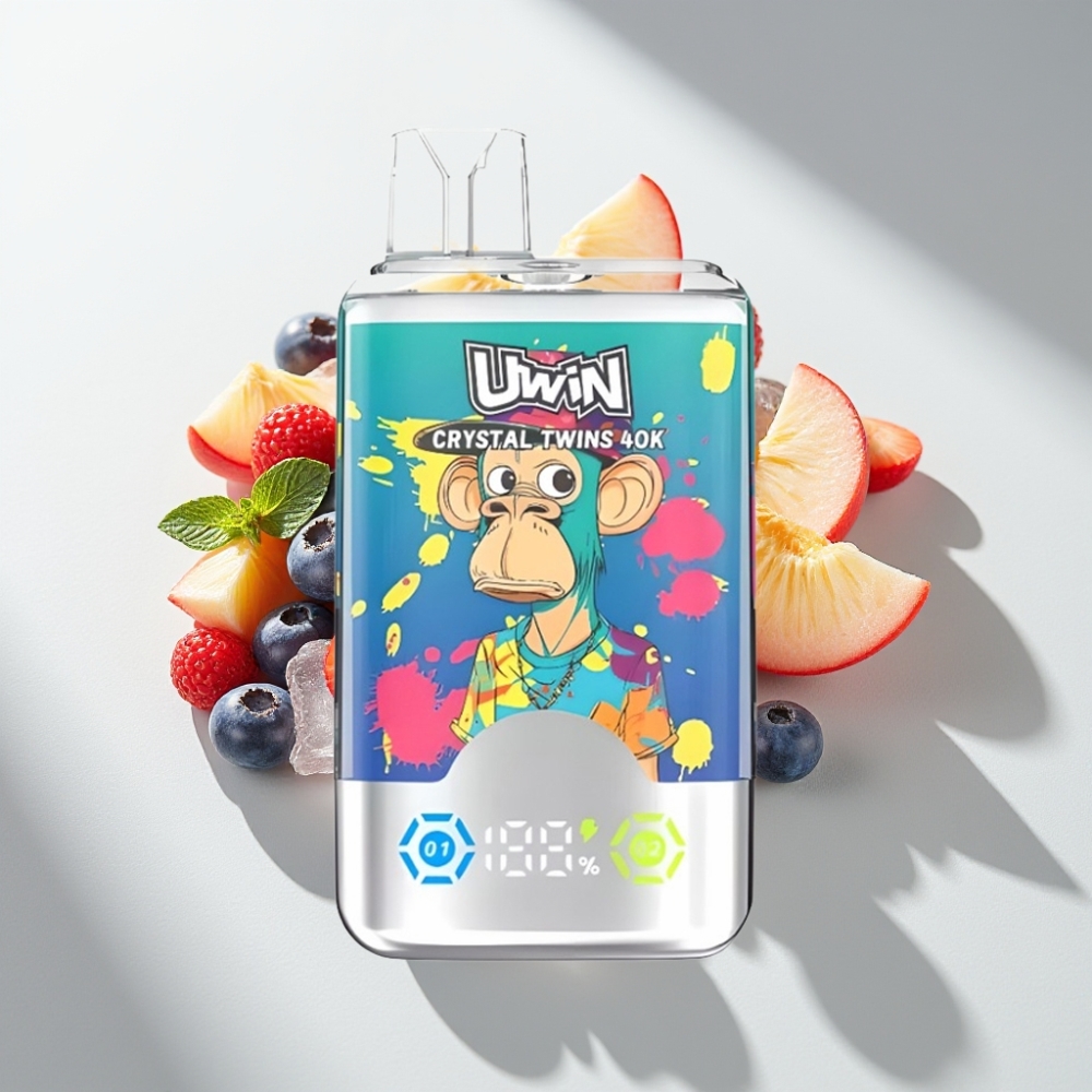 UWIN Crystal Twins 40000 Puffs Dual Flavor Rechargeable Blueberry On Ice Summer Peach Ice