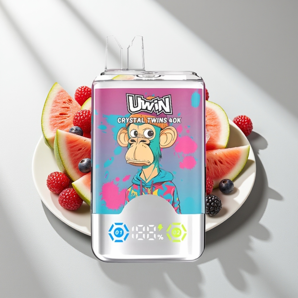 UWIN Crystal Twins 40000 Puffs Dual Flavor Rechargeable Watermelon Ice Mixed Berries