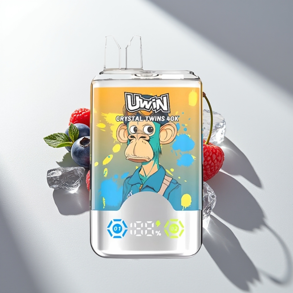 Uwin Crystal Twins 40000 Puffs Dual Flavor Disposable Vape Blueberry Raspberry Cherry Ice