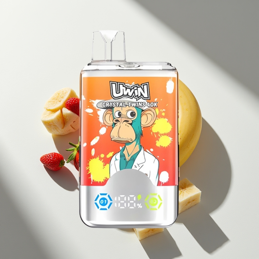 Uwin Crystal Twins 40000 Puffs Dual Flavor Strawberry Banana Love 66 850mAh Type-C
